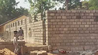 Wall being constructed